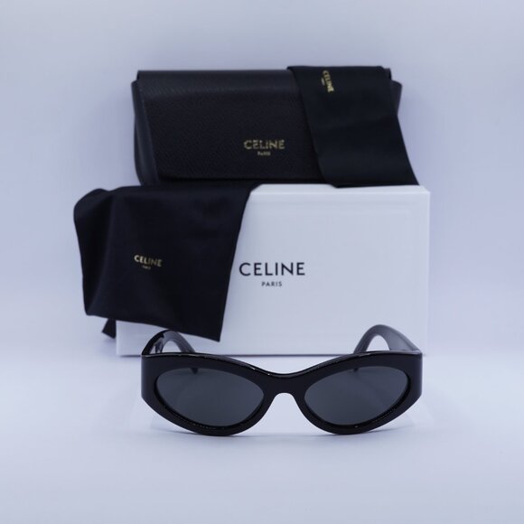 Celine CL40288I 01A MONOCHROMS Cat Eye Sunglasses–Shiny Black\Grey - Picture 3 of 10
